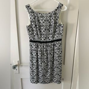 Loft Black and White Floral Dress